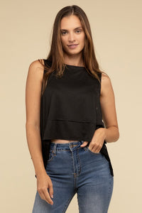 Zenana Asymmetrical Side Slit Sleeveless Top