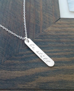 Be Still Personalized Vertical Quote Bar Necklace