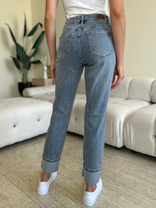 Judy Blue High Waist Cuffed Hem Blue Denim Skinny Jeans