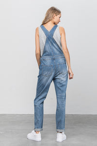 Insane Gene Destroyed Medium Washed Blue Denim Overalls