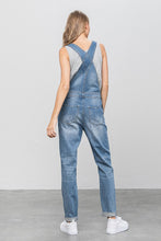 Load image into Gallery viewer, Insane Gene Destroyed Medium Washed Blue Denim Overalls
