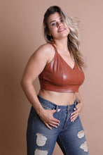 Load image into Gallery viewer, Leto Plus Size Vegan Leather Longline Bralette
