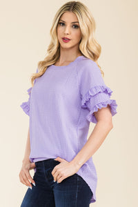 Celeste Double Ruffle Sleeve Textured Top