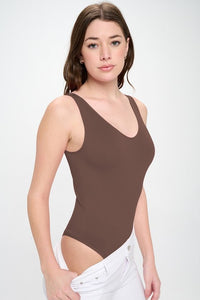 Yelete V-Neck Basic Tank Top Thong Bodysuit