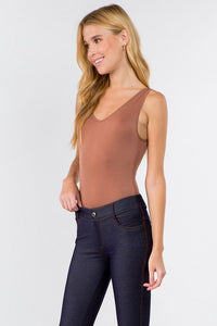 Yelete V-Neck Basic Tank Top Thong Bodysuit