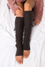 Carregar imagem no visualizador da galeria, Cable Knit Long Tie Leg Warmer
