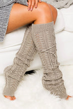 Carregar imagem no visualizador da galeria, Cable Knit Long Tie Leg Warmer
