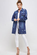 Cargar imagen en el visor de la galería, Blue Age Washed Distressed Longline Denim Jacket
