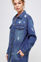 Cargar imagen en el visor de la galería, Blue Age Washed Distressed Longline Denim Jacket
