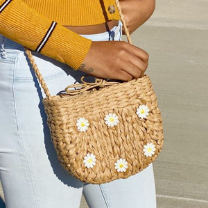 Ellison and Young Juicy Bloom Straw Crossbody Bag