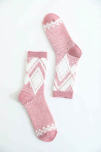 Faux Mohair Diamond Pattern Socks