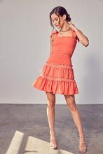 Load image into Gallery viewer, Do + Be Smocked Tiered Ruffle Embroidered Mini Dress

