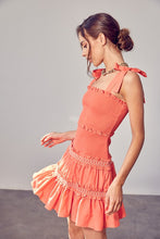 Load image into Gallery viewer, Do + Be Smocked Tiered Ruffle Embroidered Mini Dress
