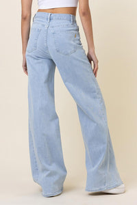 Vibrant M.i.U. Side Panel Wide Leg Blue Denim Jeans