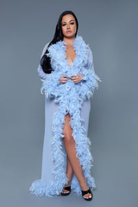 BE WICKED Glamour Boa Feather Trim Robe