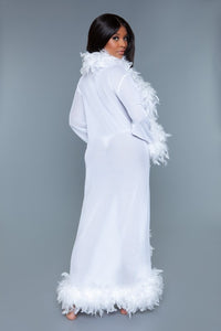 BE WICKED Glamour Boa Feather Trim Robe