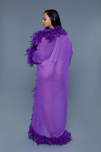 BE WICKED Glamour Boa Feather Trim Robe