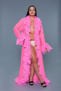 BE WICKED Glamour Boa Feather Trim Robe