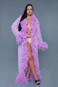 BE WICKED Glamour Boa Feather Trim Robe