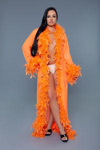 BE WICKED Glamour Boa Feather Trim Robe