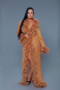 BE WICKED Glamour Boa Feather Trim Robe