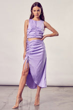 Load image into Gallery viewer, Do + Be Feminine Side Gathered Slit Hem Skirt
