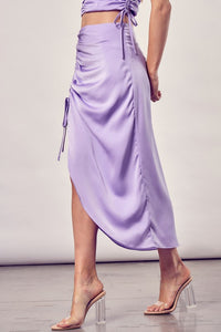 Do + Be Feminine Side Gathered Slit Hem Skirt