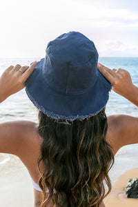 Ali's Corner Distressed Frayed Edge Canvas Bucket Hat