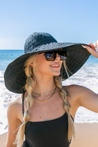 Ali's Corner Classic Wide Brim Bow Embellished Sunhat