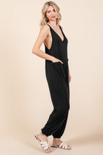 Load image into Gallery viewer, Culture Code Black Deep Plunge Sleeveless Jumpsuit
