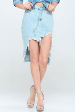 Cargar imagen en el visor de la galería, Blue Age Destroyed Hem Blue Denim Jean Skirt 
