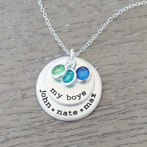 My Boys Personalized Necklace With Birthstones