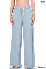 Load image into Gallery viewer, French Terry Drawstring Waist Raw Edge Hem Pants

