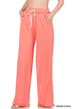 Carregar imagem no visualizador da galeria, French Terry Drawstring Waist Raw Edge Hem Pants
