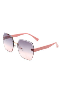 Cramilo Eyewear Oversize Square Geometric Rimless Sunglasses