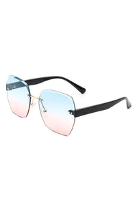 Cramilo Eyewear Oversize Square Geometric Rimless Sunglasses