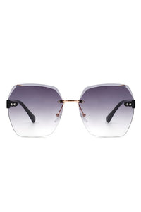 Cramilo Eyewear Oversize Square Geometric Rimless Sunglasses