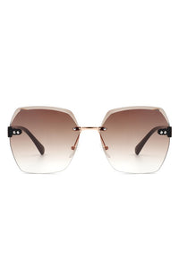 Cramilo Eyewear Oversize Square Geometric Rimless Sunglasses