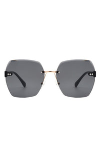 Cramilo Eyewear Oversize Square Geometric Rimless Sunglasses