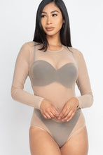 Cargar imagen en el visor de la galería, Capella Black Mesh Sheer Long Sleeve Bodysuit
