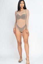 Cargar imagen en el visor de la galería, Capella Black Mesh Sheer Long Sleeve Bodysuit
