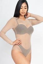 Cargar imagen en el visor de la galería, Capella Black Mesh Sheer Long Sleeve Bodysuit
