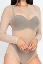 Cargar imagen en el visor de la galería, Capella Black Mesh Sheer Long Sleeve Bodysuit
