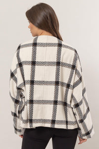 HYFVE Plaid Deep V Button Down Jacket