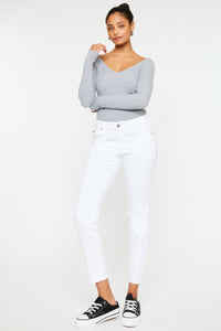 Kancan Mid Rise White Denim Skinny Jeans