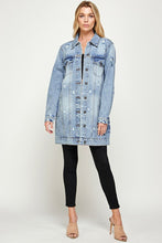 Cargar imagen en el visor de la galería, Blue Age Washed Distressed Longline Denim Jacket
