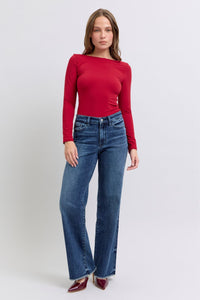 Judy Blue Raw Hem Mid Rise Blue Denim Jeans