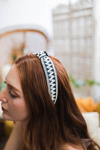 Leto Embroidered Stitch Boho Knotted Headband