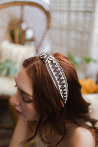 Leto Embroidered Stitch Boho Knotted Headband