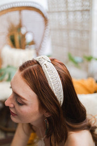 Leto Embroidered Stitch Boho Knotted Headband